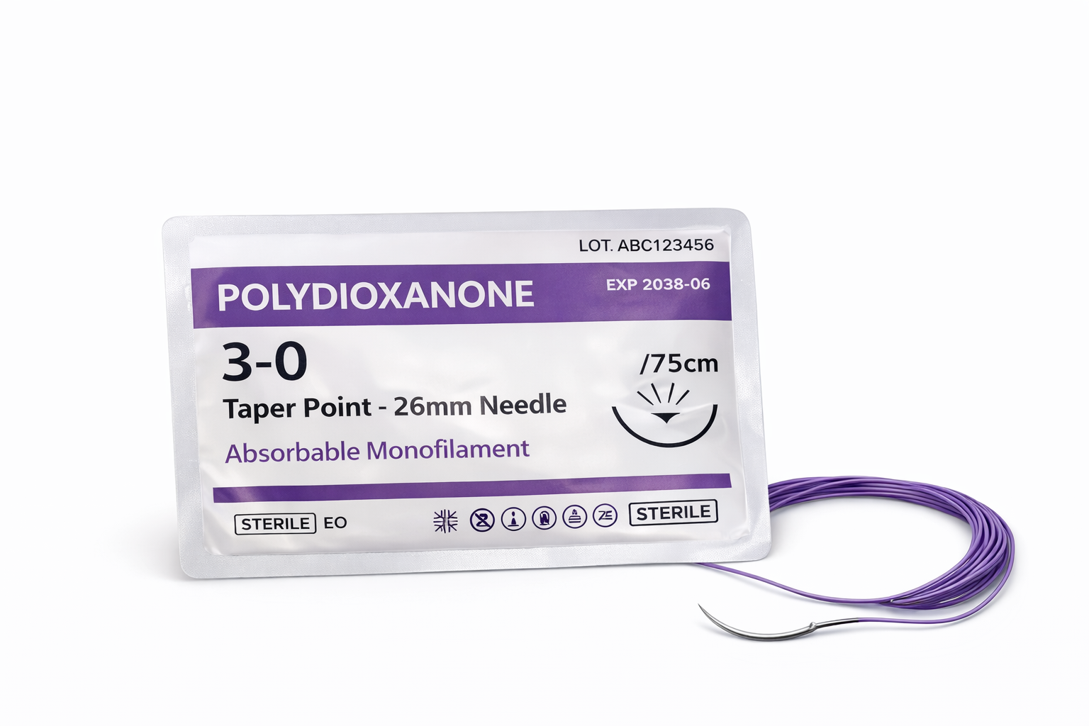 Polydioxanone (PDO) Veterinary Suture 3-0 Taper Point 26mm – 75cm